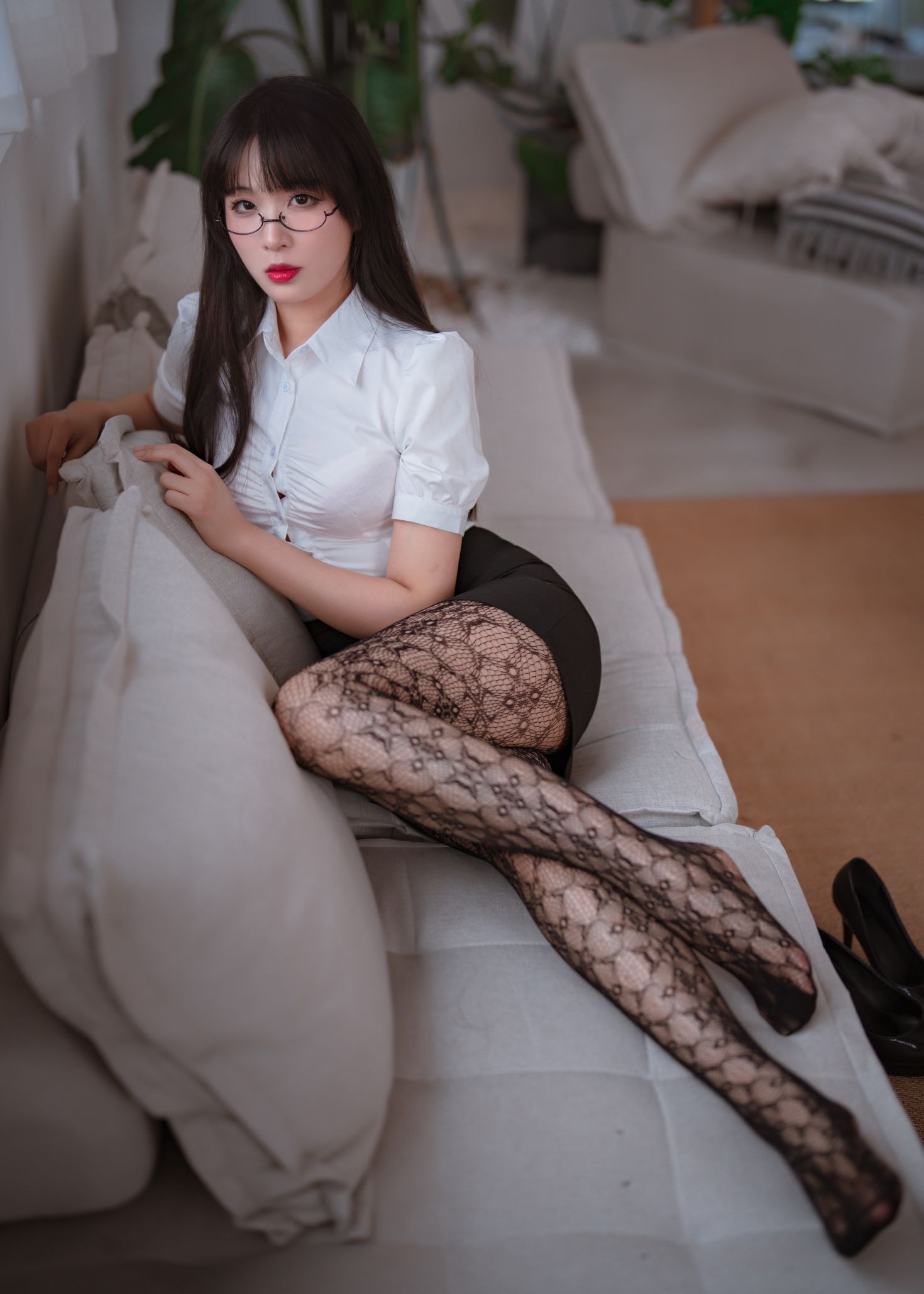 美女动漫博主轩萧学姐性感Cosplay写真提花裤袜 (56)